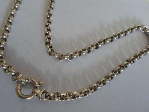 WOW!! GORGEOUS LARGE 7mm STERLING SILVER HOOP LINK CHAIN 38,5g WOW!!