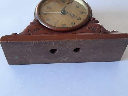 Lovely vintage kienzle wood and brass mantle clock form alarm clock, not working