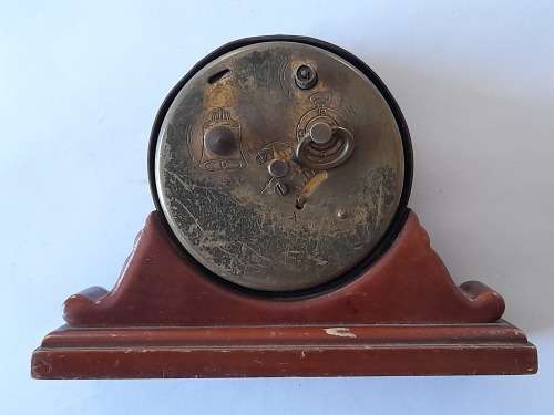 Lovely vintage kienzle wood and brass mantle clock form alarm clock, not working