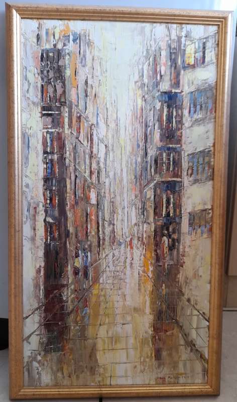 Stunning Paul Potgieter city scene oil on board 750 x 400mm value R1500 wow!!