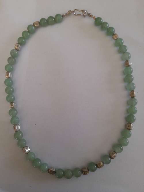 Stunning!! Vintage chinese sterling silver and jade beaded necklace wow!! Wow!!