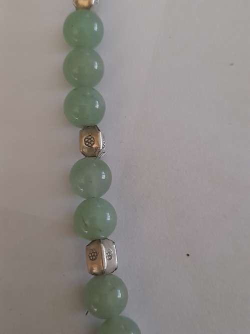 Stunning!! Vintage chinese sterling silver and jade beaded necklace wow!! Wow!!