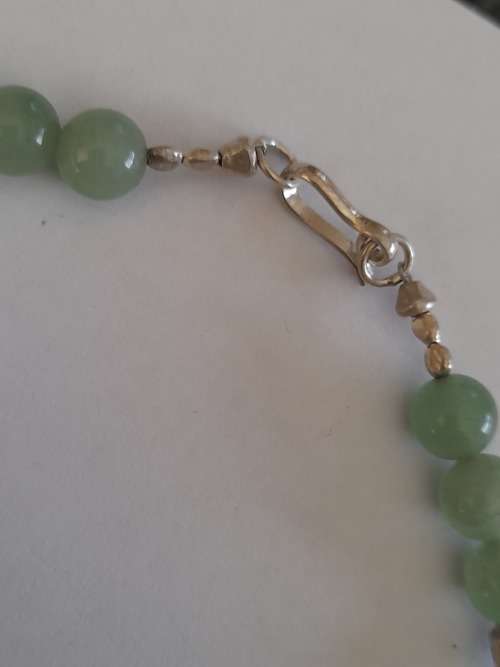Stunning!! Vintage chinese sterling silver and jade beaded necklace wow!! Wow!!