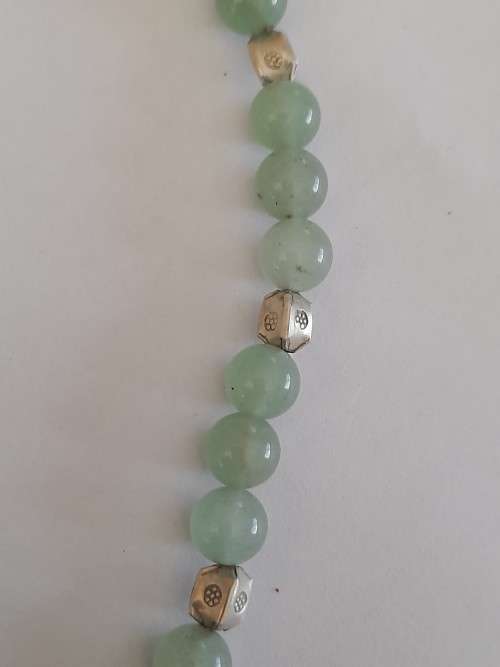 Stunning!! Vintage chinese sterling silver and jade beaded necklace wow!! Wow!!