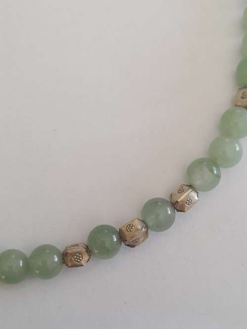 Stunning!! Vintage chinese sterling silver and jade beaded necklace wow!! Wow!!