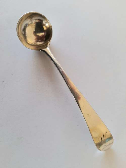 Early Georgian 1797-1822 Edinburgh silver mustard spoon enitialed M  8,2g wow!!
