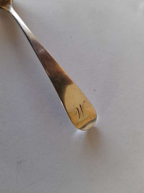 Early Georgian 1797-1822 Edinburgh silver mustard spoon enitialed M  8,2g wow!!