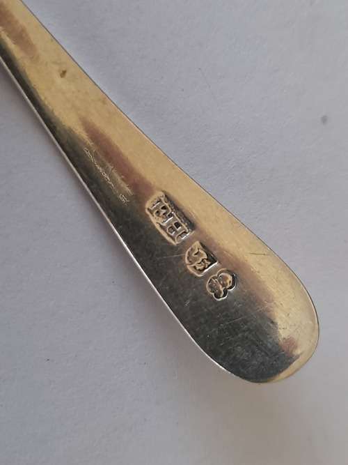 Early Georgian 1797-1822 Edinburgh silver mustard spoon enitialed M  8,2g wow!!