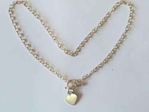 Gorgeous vintage sterling silver t-bar heart necklace 11,5g wow!!