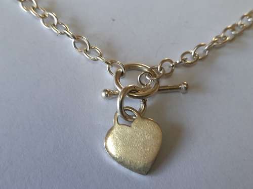 Gorgeous vintage sterling silver t-bar heart necklace 11,5g wow!!