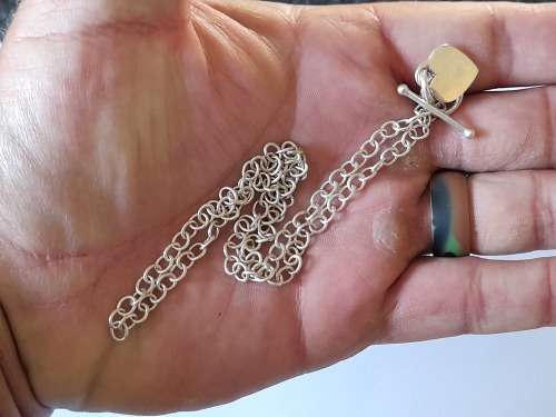 Gorgeous vintage sterling silver t-bar heart necklace 11,5g wow!!