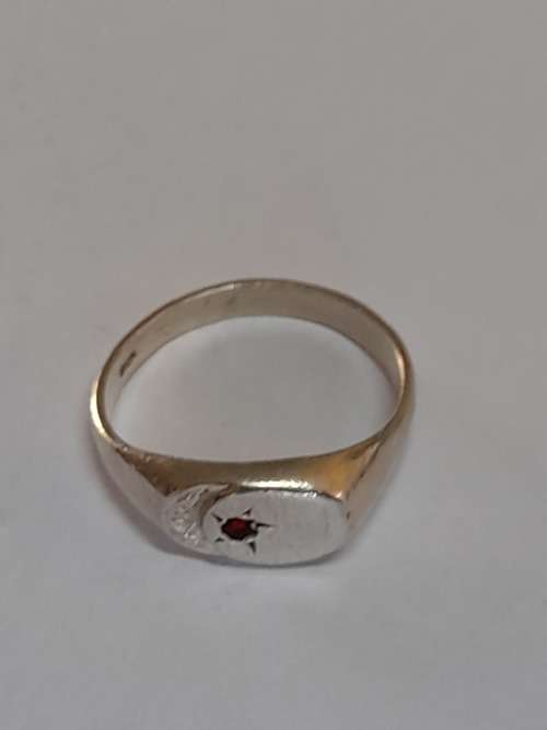 Awesome vintage sterling silver garnet signet ring  2,7g Wow!!