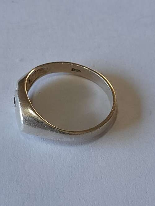 Awesome vintage sterling silver garnet signet ring  2,7g Wow!!