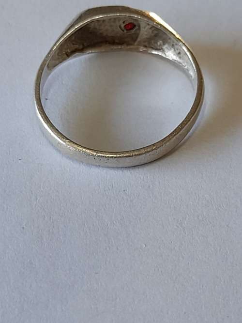 Awesome vintage sterling silver garnet signet ring  2,7g Wow!!