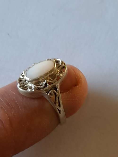 Cutest!! Vintage sterling silver M.O.P baby ring 1,9g Wow!!