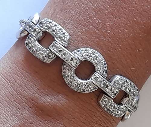 Exquisite American Swiss sterling silver and cz bracelet  23,5g Stunning!!