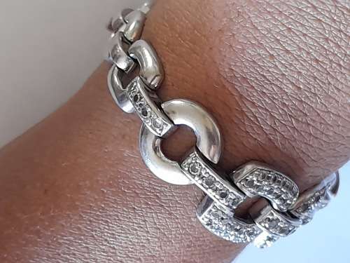 Exquisite American Swiss sterling silver and cz bracelet  23,5g Stunning!!