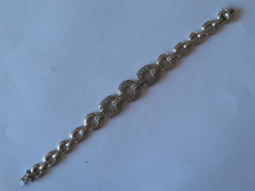 Exquisite American Swiss sterling silver and cz bracelet  23,5g Stunning!!