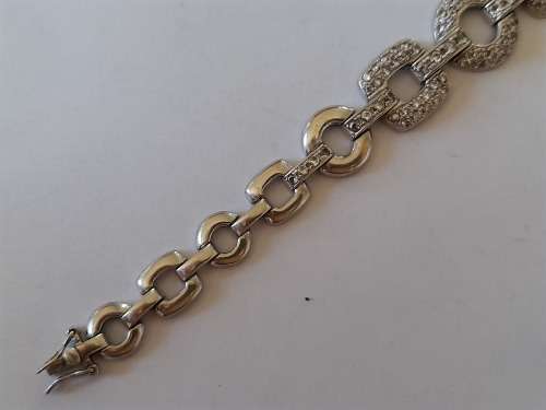 Exquisite American Swiss sterling silver and cz bracelet  23,5g Stunning!!