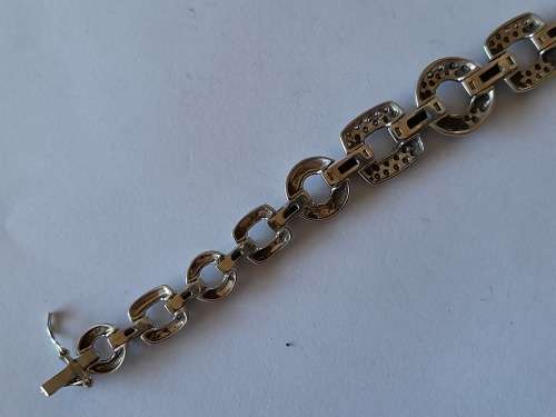 Exquisite American Swiss sterling silver and cz bracelet  23,5g Stunning!!