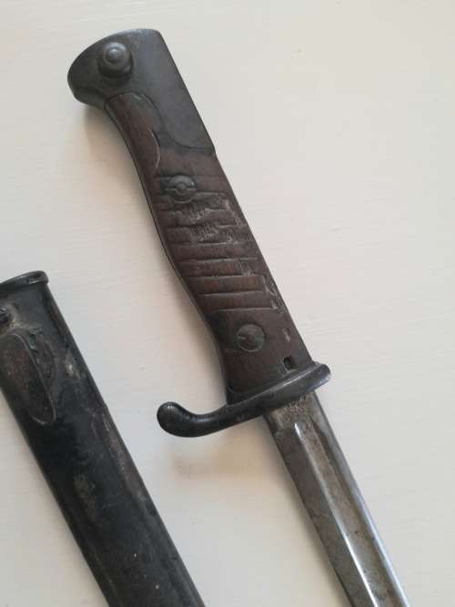 Rare Model 1898 Neuer Art bayonet , made by Erfurt in 1903 , issued to the 119.