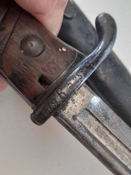 Rare Model 1898 Neuer Art bayonet , made by Erfurt in 1903 , issued to the 119.