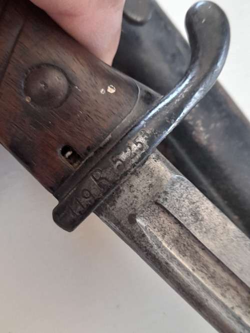 Rare Model 1898 Neuer Art bayonet , made by Erfurt in 1903 , issued to the 119.