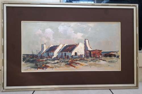 Wow!! Large Mel Brigg oil on board of cottages dated 75 Value R8500