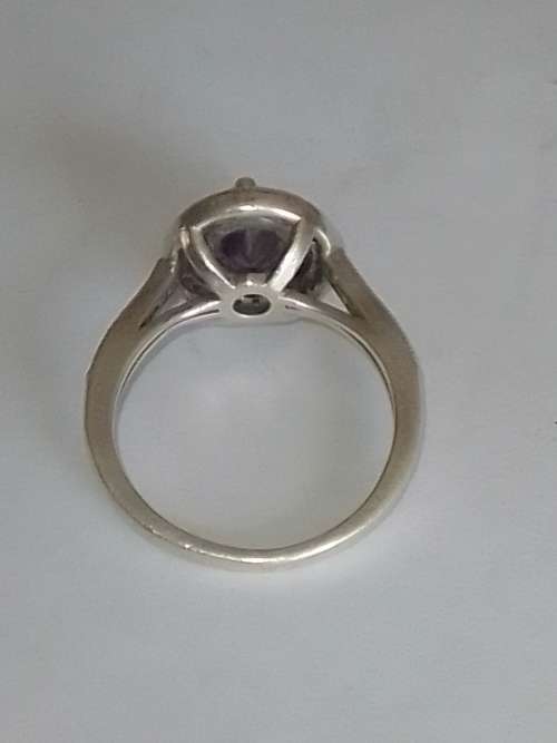 Stunning sterling silver purple stone and cz ring 3.3g size M