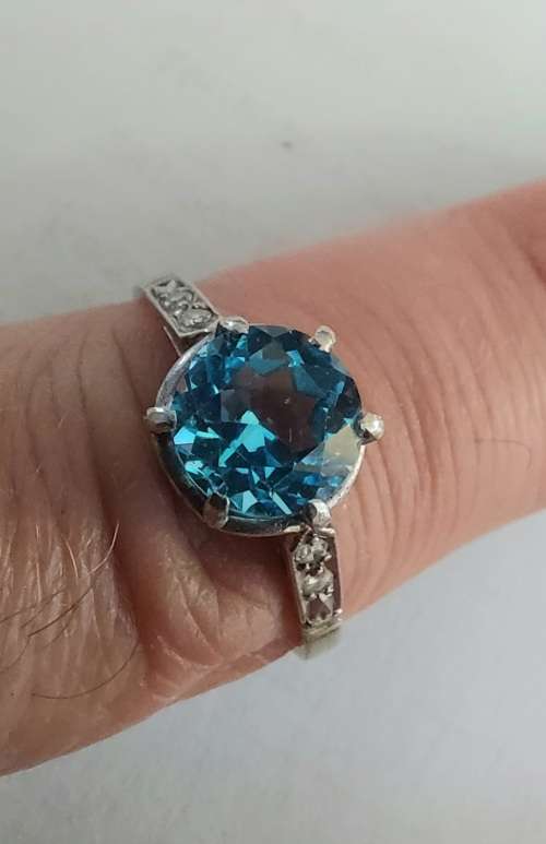 Amazing!! Edwardian Platinum topaz and diamond ring circa 1910,  3,2g Value R6950