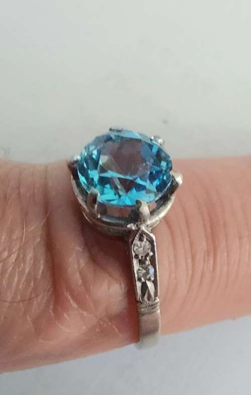Amazing!! Edwardian Platinum topaz and diamond ring circa 1910,  3,2g Value R6950