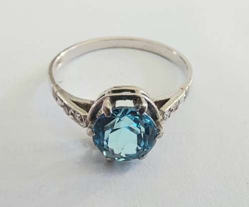 Amazing!! Edwardian Platinum topaz and diamond ring circa 1910,  3,2g Value R6950