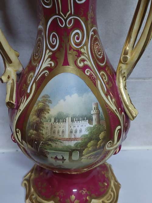 Spectacular Victorian English hand painted porcelain vase circa 1890`s what a find!!