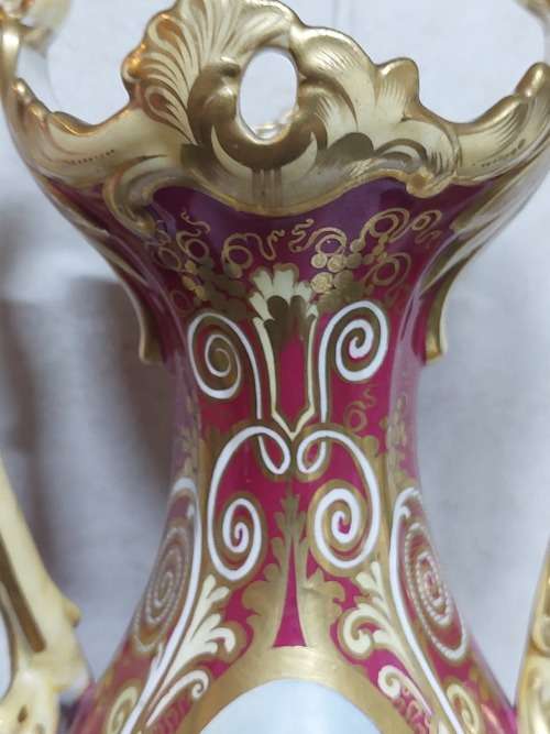 Spectacular Victorian English hand painted porcelain vase circa 1890`s what a find!!