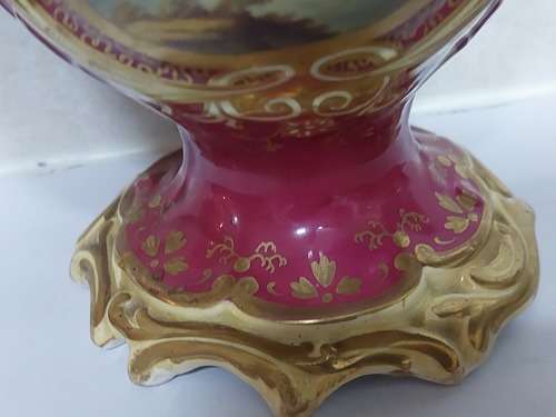 Spectacular Victorian English hand painted porcelain vase circa 1890`s what a find!!