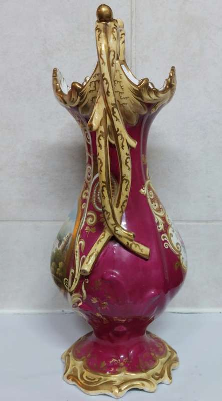 Spectacular Victorian English hand painted porcelain vase circa 1890`s what a find!!