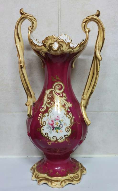 Spectacular Victorian English hand painted porcelain vase circa 1890`s what a find!!