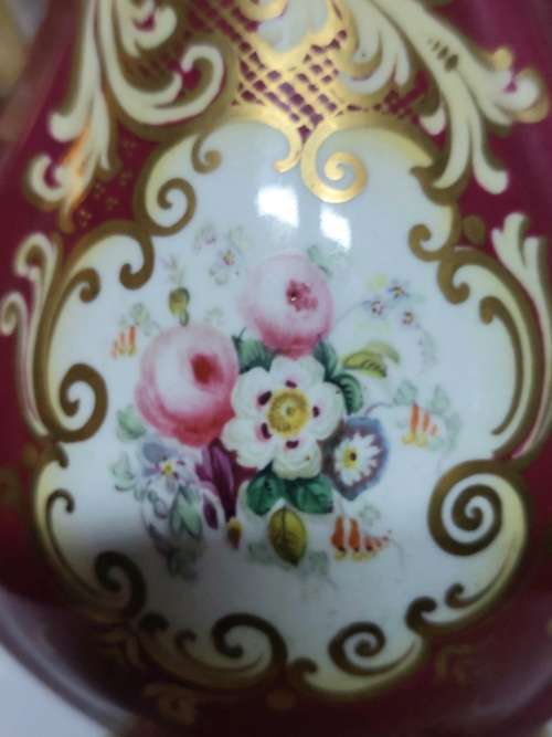 Spectacular Victorian English hand painted porcelain vase circa 1890`s what a find!!