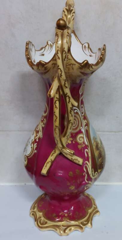 Spectacular Victorian English hand painted porcelain vase circa 1890`s what a find!!