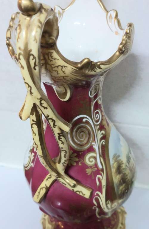 Spectacular Victorian English hand painted porcelain vase circa 1890`s what a find!!