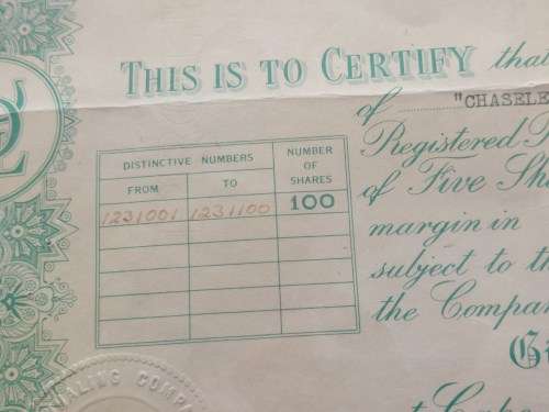 Rare!! Antique Donkergat whaling co. shares certificate circa 1910