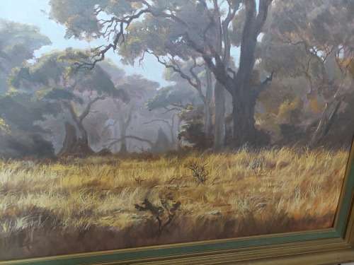 Amazing Large Charl Möller veld scene oil on board 1110 x 600mm Value R7500 Wow!!