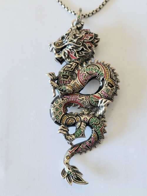 Thomas Sabo sterling silver chinese dragon pendant with chain and box value R11500