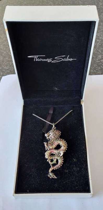 Thomas Sabo sterling silver chinese dragon pendant with chain and box value R11500