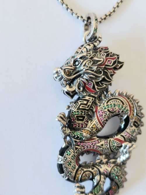 Thomas Sabo sterling silver chinese dragon pendant with chain and box value R11500
