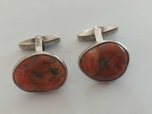 Amazing vintage sterling silver agate cufflinks 10,4g wow!!