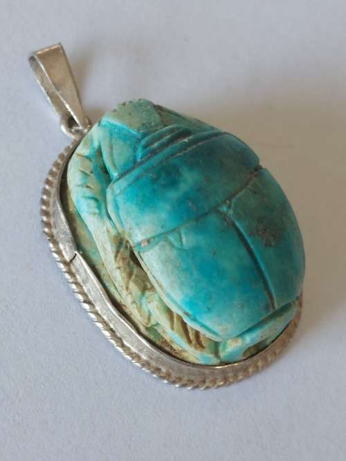 Wow large vintage Egyptian sterling silver Scarab pendant 9,2g