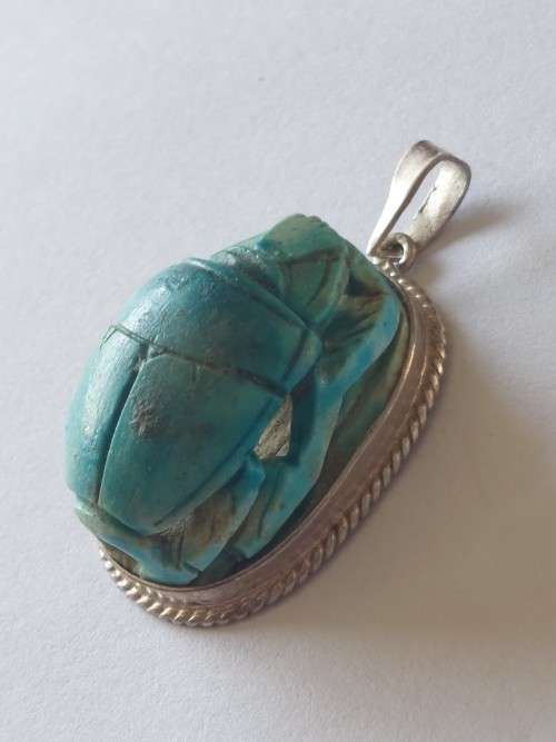 Wow large vintage Egyptian sterling silver Scarab pendant 9,2g