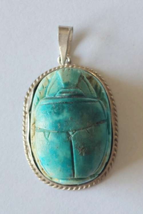 Wow large vintage Egyptian sterling silver Scarab pendant 9,2g