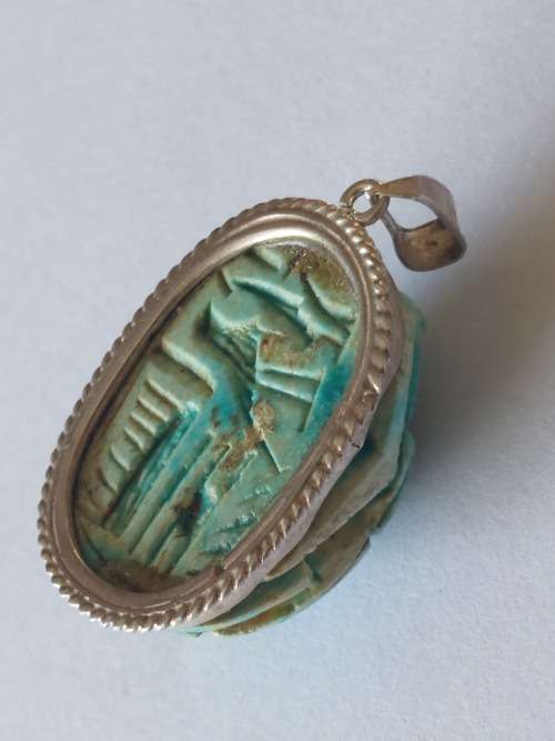 Wow large vintage Egyptian sterling silver Scarab pendant 9,2g